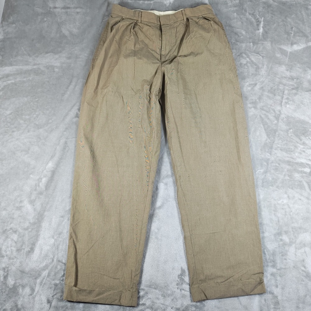 Vintage Polo Ralph Lauren Pants‎ Mens 31x28 Brown Houndstooth Pleated Cuffed 90s